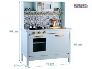 [ZA4128] Miętowa drewniana kuchnia dla dzieci garnki