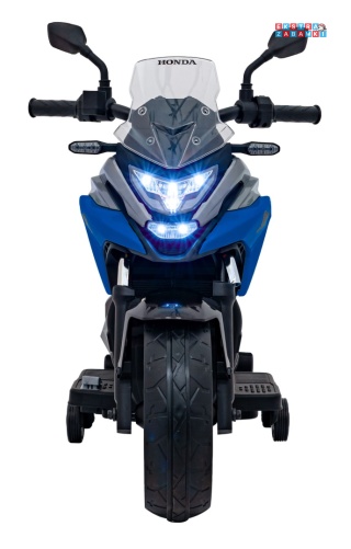 Niebieski Motor Honda NC750x na akumulator - 2x35W, 12V/4.5Ah, odgłosy silnika, boczne kółka, bluetooth, MP3 - [TR2306]