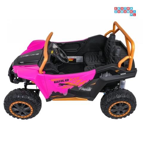 [A600] Buggy Arctic Cat Wildcat XX dwuosobowy na akumulator 4x200W 24V/7Ah pilot Bluetooth USB ekoskóra - różowy