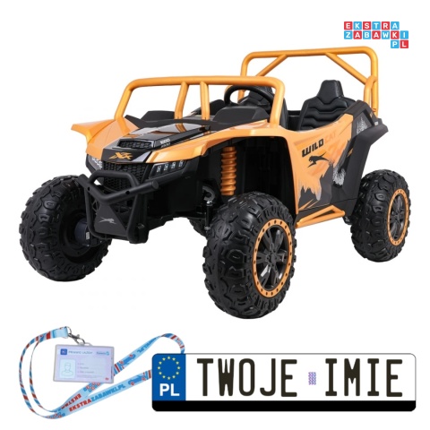 [A600] Buggy Arctic Cat Wildcat XX dwuosobowy na akumulator 4x200W 24V/7Ah pilot Bluetooth USB ekoskóra - złoty