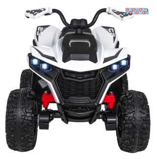 Biały Quad Fast Wheel na akumulator - 4x35W, 12V/10Ah, pilot, LED, Bluetooth, ekoskóra [XMX-652]