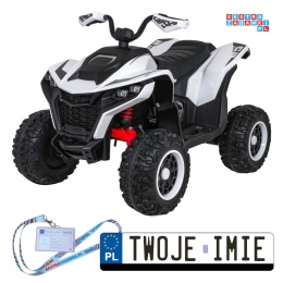[XMX-652] Quad Fast Wheel na akumulator 4x35W 12V/10Ah pilot LED Bluetooth ekoskóra - biały