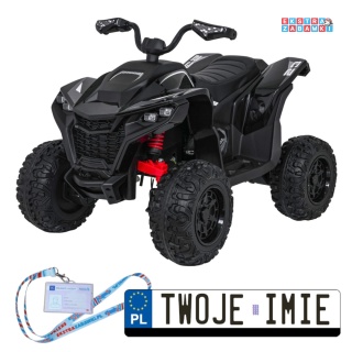 Czarny Quad Fast Wheel na akumulator - 4x35W, 12V/10Ah, pilot, LED, Bluetooth, ekoskóra [XMX-652]