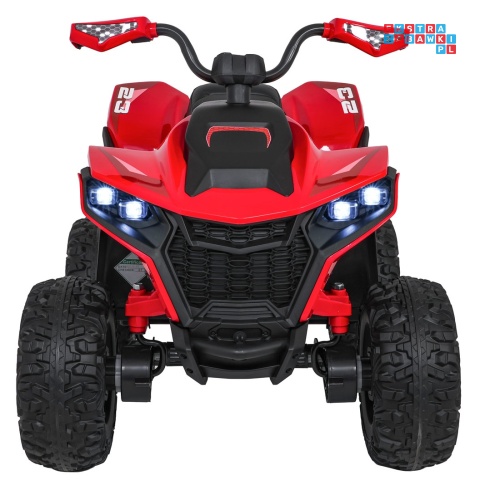 [XMX-652] Quad Fast Wheel na akumulator 4x35W 12V/10Ah pilot LED Bluetooth ekoskóra - czerwony