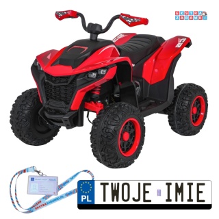 Czerwony Quad Fast Wheel na akumulator - 4x35W, 12V/10Ah, pilot, LED, Bluetooth, ekoskóra [XMX-652]