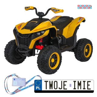 Żółty Quad Fast Wheel na akumulator - 4x35W, 12V/10Ah, pilot, LED, Bluetooth, ekoskóra [XMX-652]