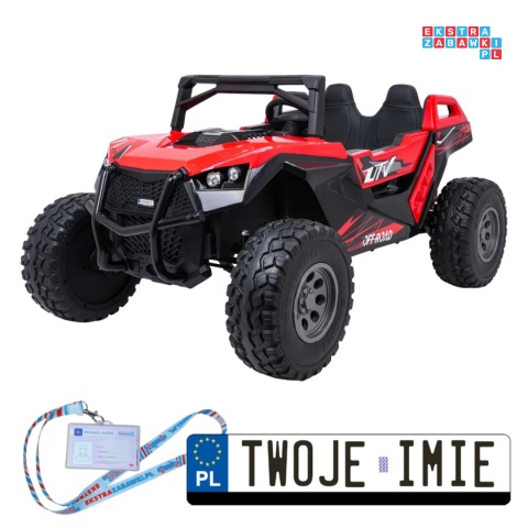 [SX2928] Buggy RTR Monster Speed na akumulator 4x4 690W 24V/14Ah ekoskóra Bluetooth - czerwony
