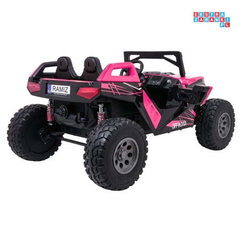 [SX2928] Buggy RTR Monster Speed na akumulator 4x4 690W 24V/14Ah ekoskóra Bluetooth - różowy