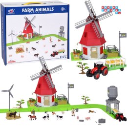 [ZA5688] Seria zwierzęta farma zestaw wiatrak młyn 101el. figurki