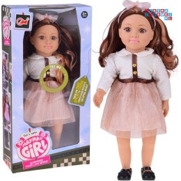 [ZA5842] Stylowa lalka 48 cm z długimi brązowymi włosami urocza stylizacja