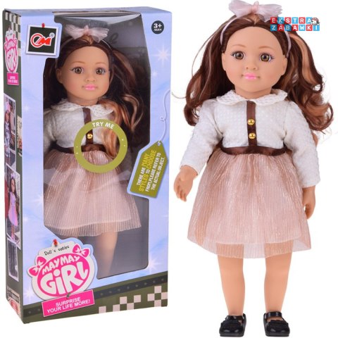 [ZA5842] Stylowa lalka 48 cm z długimi brązowymi włosami urocza stylizacja