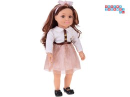 [ZA5842] Stylowa lalka 48 cm z długimi brązowymi włosami urocza stylizacja