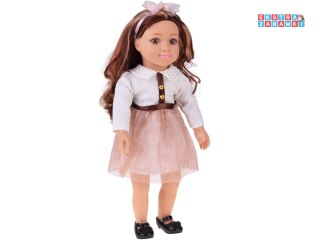 [ZA5842] Stylowa lalka 48 cm z długimi brązowymi włosami urocza stylizacja