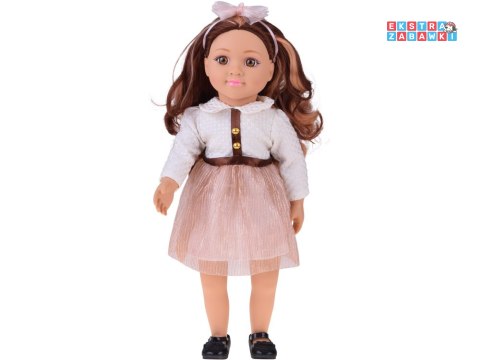 [ZA5842] Stylowa lalka 48 cm z długimi brązowymi włosami urocza stylizacja