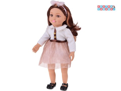 [ZA5842] Stylowa lalka 48 cm z długimi brązowymi włosami urocza stylizacja