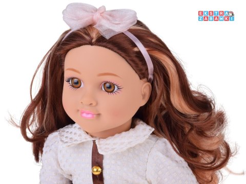 [ZA5842] Stylowa lalka 48 cm z długimi brązowymi włosami urocza stylizacja