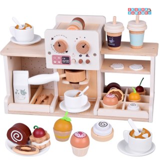 [ZA5938] Zestaw drewniany kawiarnia Coffee Shop ekspres kubeczki desery