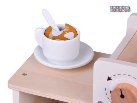 [ZA5938] Zestaw drewniany kawiarnia Coffee Shop ekspres kubeczki desery