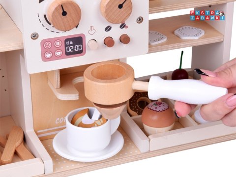 [ZA5938] Zestaw drewniany kawiarnia Coffee Shop ekspres kubeczki desery