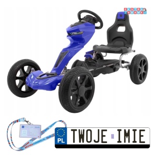 [1502] Gokart Grand Ride na pedały dla dzieci koła EVA regulacja fotela hamulec ręczny - niebieski