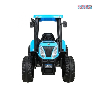 Traktor New Holland na akumulator - niebieski, 24V/10AH, 2x200W, EVA, ekoskóra, pilot [A011A]