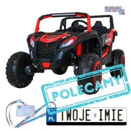 [A032] Buggy ATV Racing dwuosobowy na akumulator 4x200 24V/7Ah pilot MP3 LED - czerwony