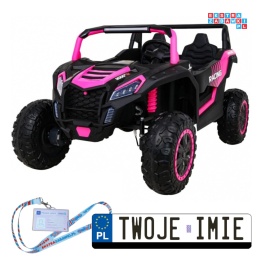 [A032] Buggy ATV Racing dwuosobowy na akumulator 4x200 24V/7Ah pilot MP3 LED - różowy