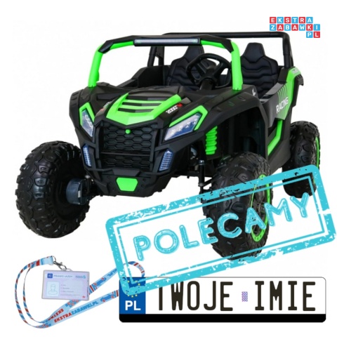 [A032] Buggy ATV Racing dwuosobowy na akumulator 4x200 24V/7Ah pilot MP3 LED - zielony