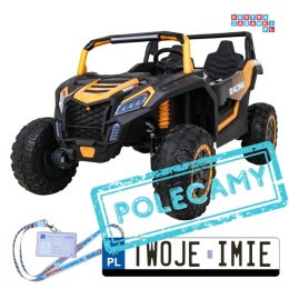 [A032] Buggy ATV Racing dwuosobowy na akumulator 4x200 24V/7Ah pilot MP3 LED - złoty