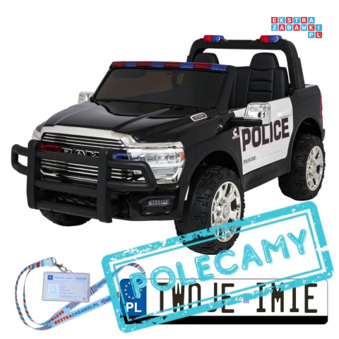 [JJ2599P] Auto policyjne RAM 3500 na akumulator 2x200W 24V/7Ah EVA ekoskóra - czarny [S]