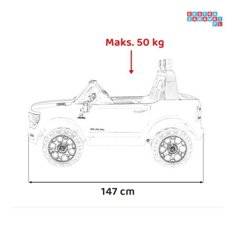 [JJ2599P] Auto policyjne RAM 3500 na akumulator 2x200W 24V/7Ah EVA ekoskóra - czarny [S]