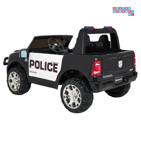 [JJ2599P] Auto policyjne RAM 3500 na akumulator 2x200W 24V/7Ah EVA ekoskóra - czarny [S]