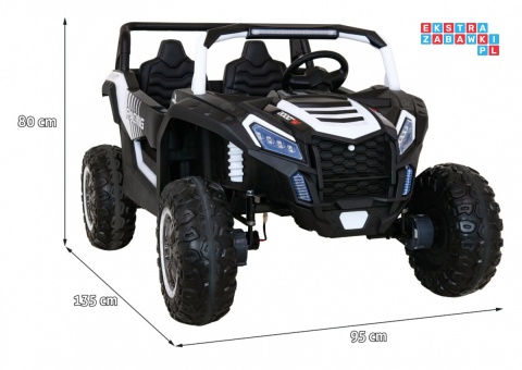 [A032] Buggy ATV Racing dwuosobowy na akumulator 4x200 24V/7Ah pilot MP3 LED - biały