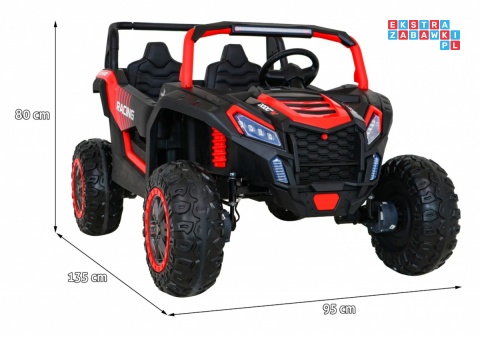 [A032] Buggy ATV Racing dwuosobowy na akumulator 4x200 24V/7Ah pilot MP3 LED - czerwony
