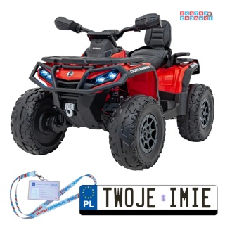 Czerwony Quad CAN-AM Outlander na akumulator - 4x45W, 12V/14Ah, pilot, LED, koła EVA [CA005.2.4GHZ]