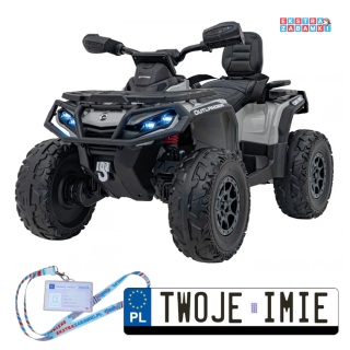 Quad CAN-AM Outlander na akumulator - szary, 4x45W 12V/14Ah, pilot, LED, koła EVA [CA005.2.4GHZ]
