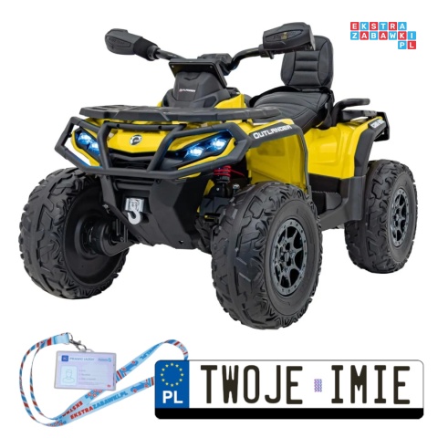 [CA005.2.4GHZ] Quad CAN-AM Outlander ATV 4x45W 12V/14Ah pilot, LED, koła EVA - żółty
