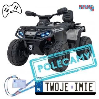 Szary Quad Outlander na akumulator - 4x45W 12V/14Ah, EVA, LED, ekoskóra, PILOT [CA005.2.4GHZ]