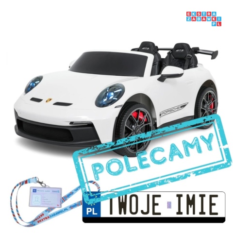 [DK-P911] Auto Porsche 911 GT3 na akumulator 4x200W 24V/10Ah EVA Bluetooth ekoskóra - biały