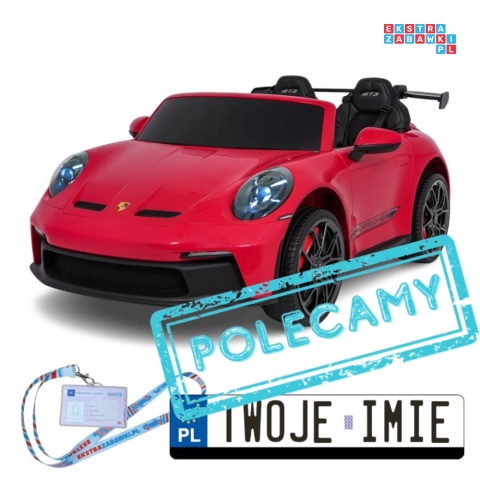 [DK-P911] Auto Porsche 911 GT3 na akumulator 4x200W 24V/10Ah EVA Bluetooth ekoskóra - czerwony