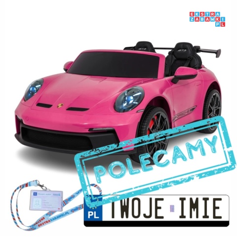 [DK-P911] Auto Porsche 911 GT3 na akumulator 4x200W 24V/10Ah EVA Bluetooth ekoskóra - różowy
