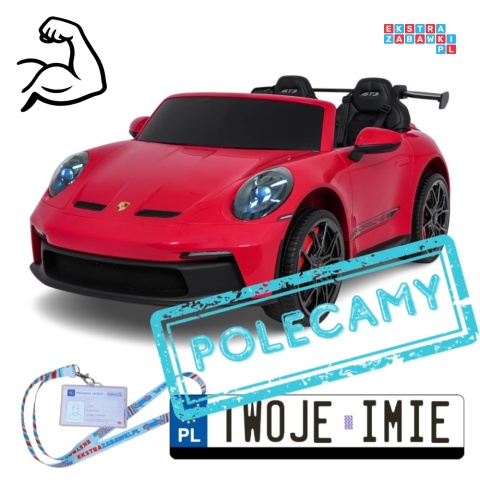 [DK-P911.STRONG] Auto Porsche 911 GT3 na akumulator 2x280W 24V/10Ah Ciche silniki Bluetooth pilot - czerwony