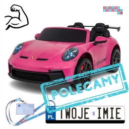 [DK-P911.STRONG] Auto Porsche 911 GT3 na akumulator 2x280W 24V/10Ah Ciche silniki Bluetooth pilot - różowy