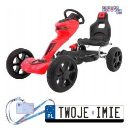 [1502] Gokart Grand Ride na pedały dla dzieci koła EVA regulacja fotela hamulec ręczny - czerwony