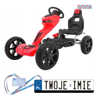 [1502] Gokart Grand Ride na pedały dla dzieci koła EVA regulacja fotela hamulec ręczny - czerwony