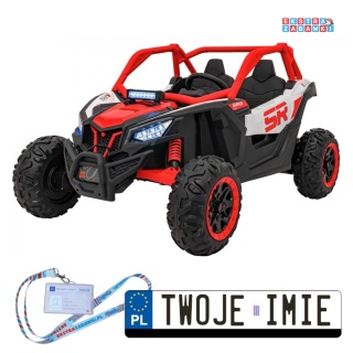 Czerwony SR Super 66 buggy na akumulator dwuosobowy - czerwony, 4x75W, ekoskóra, EVA, LED, radio FM [KKL-808]