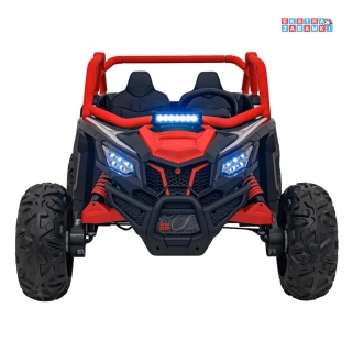 Czerwony SR Super 66 buggy na akumulator dwuosobowy - czerwony, 4x75W, ekoskóra, EVA, LED, radio FM [KKL-808]