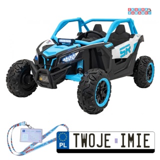 SR Super 66 buggy na akumulator 4x4 - niebieski, 4x75W, ekoskóra, EVA, LED, radio FM [KKL-808]