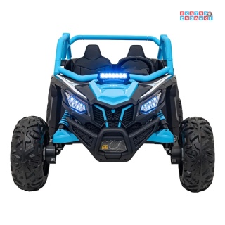 SR Super 66 buggy na akumulator 4x4 - niebieski, 4x75W, ekoskóra, EVA, LED, radio FM [KKL-808]