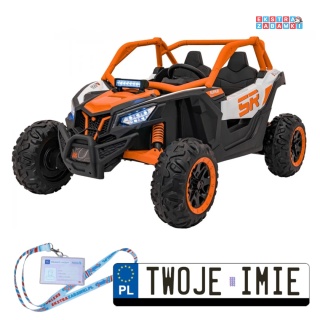 SR Super 66 buggy na akumulator dwuosobowy - pomarańczowy, 4x75W, ekoskóra, EVA, LED, radio FM [KKL-808]